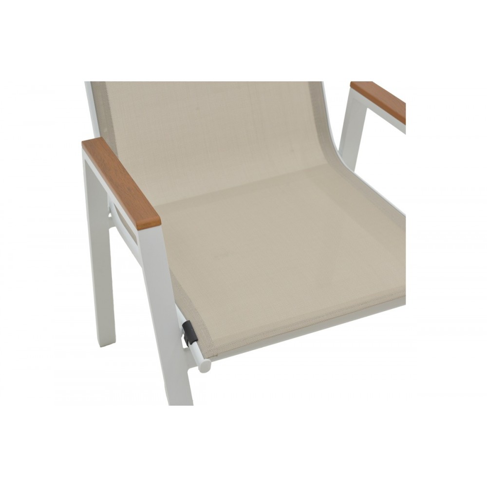 Τραπεζαρία 5τμχ "AZELIE-KLITON I" από αλουμίνιο/textilene σε λευκό/μπεζ χρώμα 80x80x74