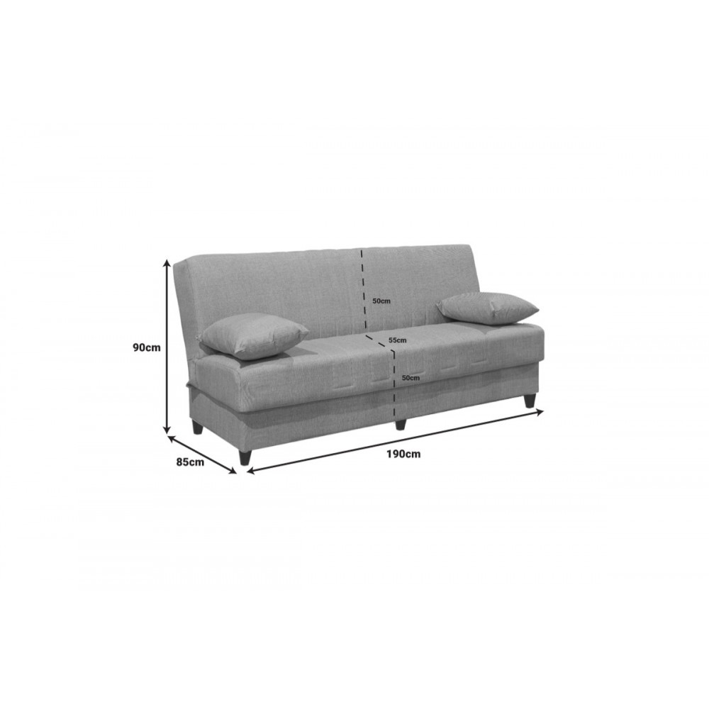 Καναπές κρεβάτι "ROMINA" τριθέσιος από ύφασμα σε πράσινο χρώμα 190x85x90
