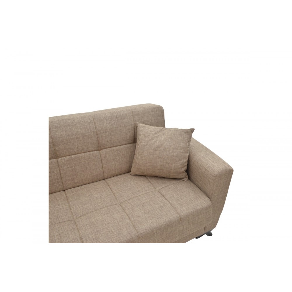 Καναπές κρεβάτι "MODESTO" τριθέσιος από ύφασμα σε ανοιχτό καφέ χρώμα 215x85x80