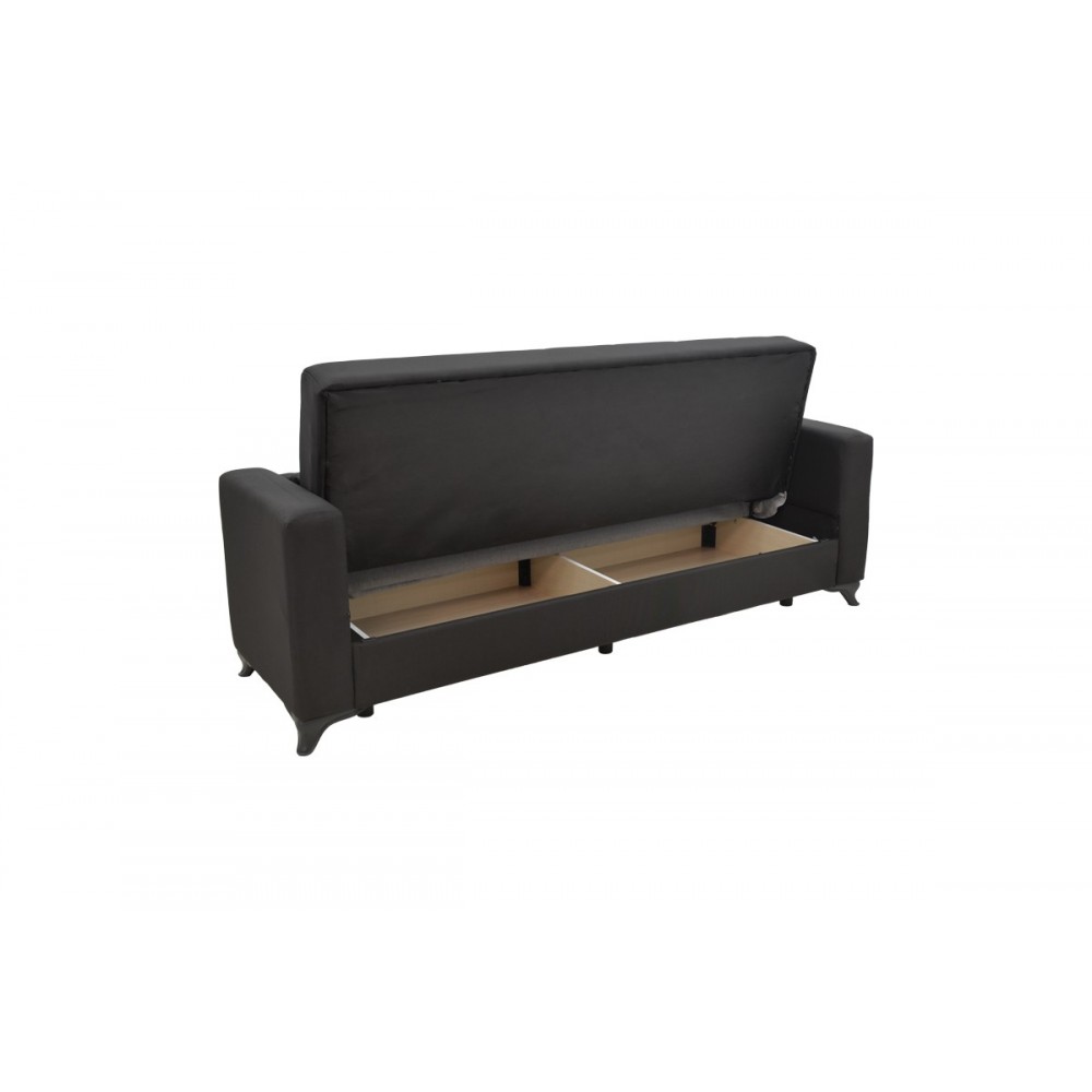 Καναπές κρεβάτι "MODESTO" τριθέσιος από ύφασμα σε μαύρο χρώμα 215x85x80