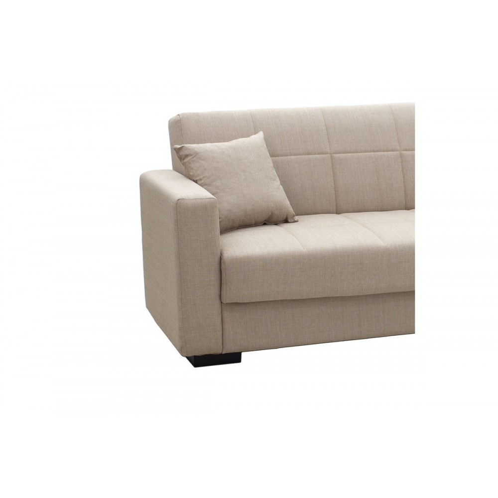 Καναπές κρεβάτι "VOX" τριθέσιος από ύφασμα σε κρεμ χρώμα 215x85x80