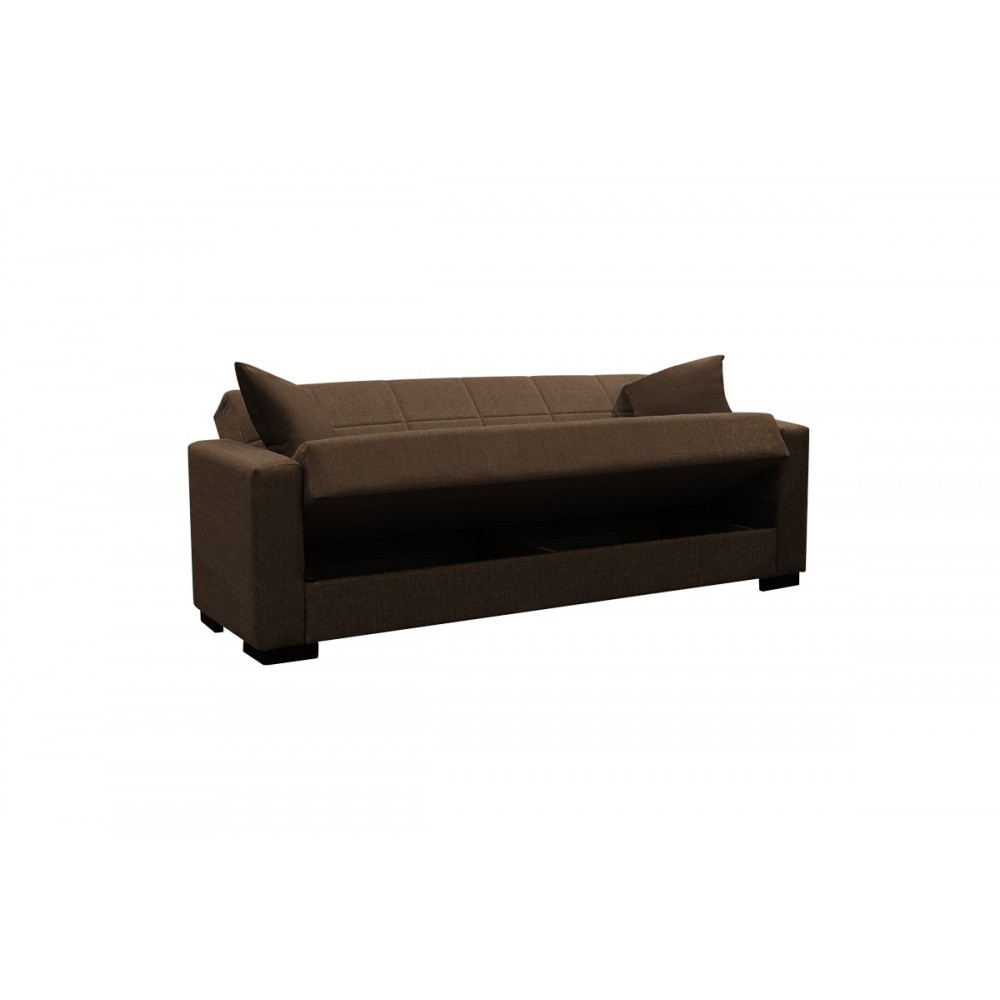 Καναπές κρεβάτι "VOX" τριθέσιος από ύφασμα σε καφέ χρώμα 215x85x80