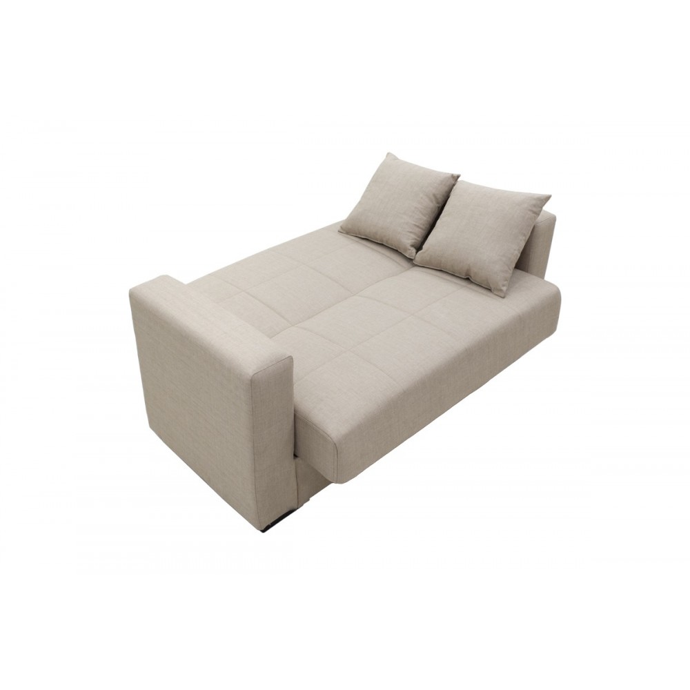 Καναπές κρεβάτι "VOX" διθέσιος από ύφασμα σε κρεμ χρώμα 155x85x80