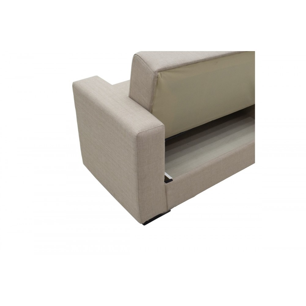 Καναπές κρεβάτι "VOX" διθέσιος από ύφασμα σε κρεμ χρώμα 155x85x80
