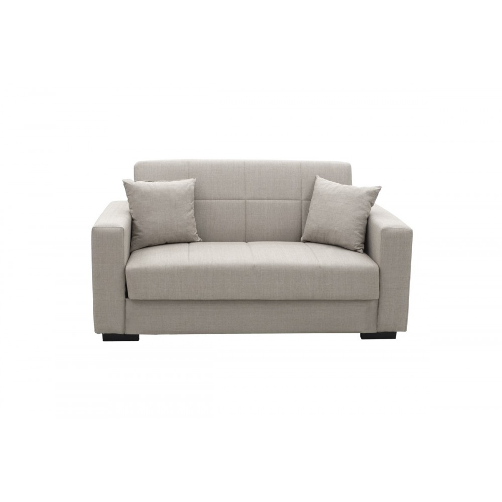 Καναπές κρεβάτι "VOX" διθέσιος από ύφασμα σε ανοιχτό γκρι χρώμα 155x85x80