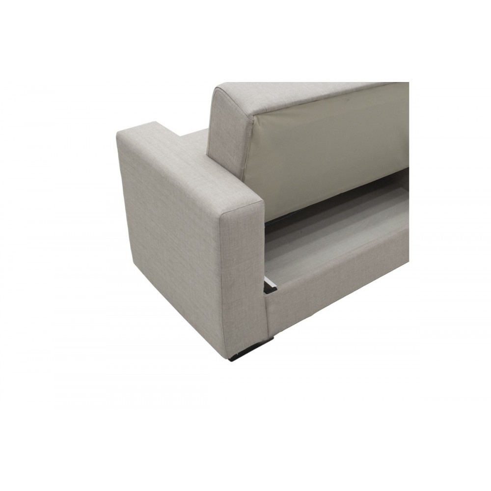 Καναπές κρεβάτι "VOX" διθέσιος από ύφασμα σε ανοιχτό γκρι χρώμα 155x85x80