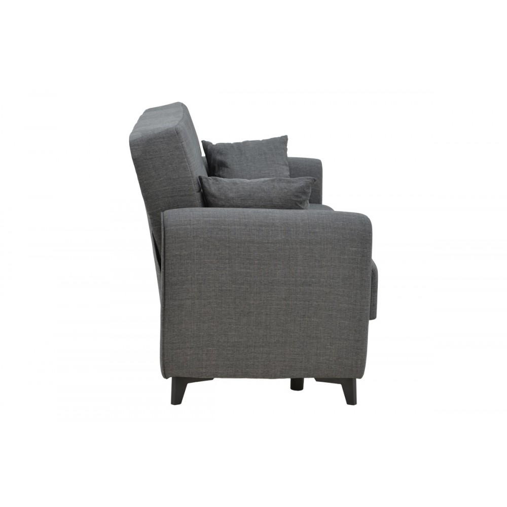 Καναπές κρεβάτι "LINCOLN" διθέσιος από ύφασμα σε ανθρακί χρώμα 165x85x90