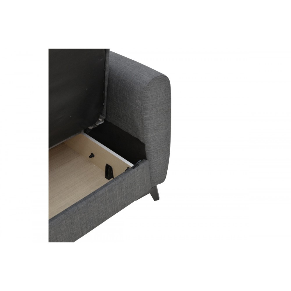 Καναπές κρεβάτι "LINCOLN" διθέσιος από ύφασμα σε ανθρακί χρώμα 165x85x90