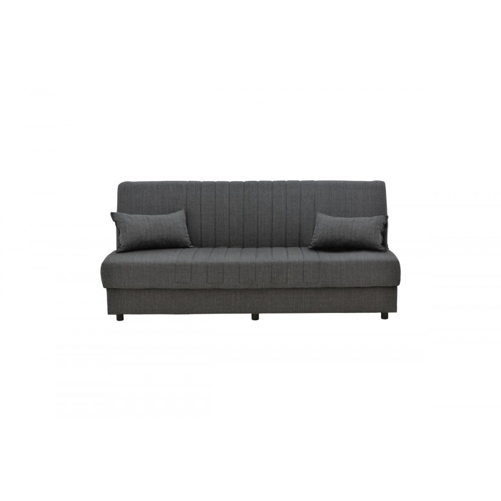 Καναπές κρεβάτι "ROMINA" τριθέσιος από ύφασμα σε ανθρακί χρώμα 190x85x90