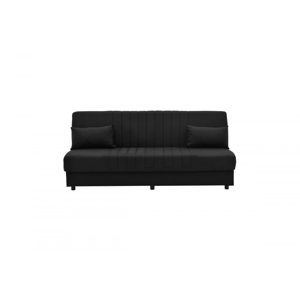 Καναπές κρεβάτι "ROMINA" τριθέσιος από ύφασμα σε μαύρο χρώμα 190x85x90
