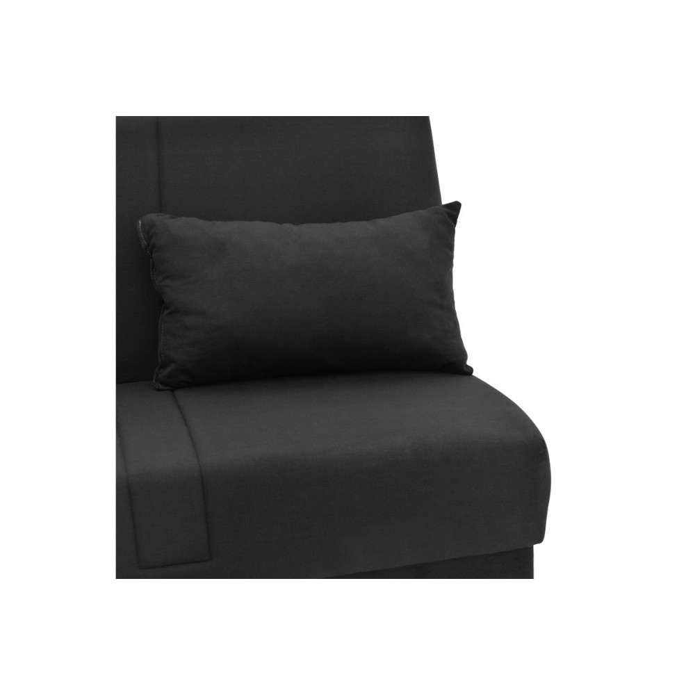Καναπές κρεβάτι "ROMINA" τριθέσιος από ύφασμα σε μαύρο χρώμα 190x85x90
