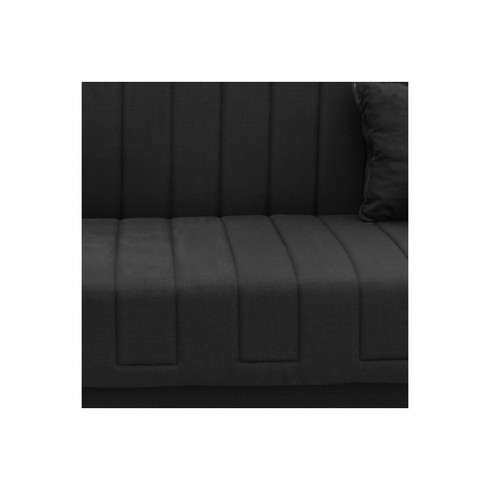 Καναπές κρεβάτι "ROMINA" τριθέσιος από ύφασμα σε μαύρο χρώμα 190x85x90