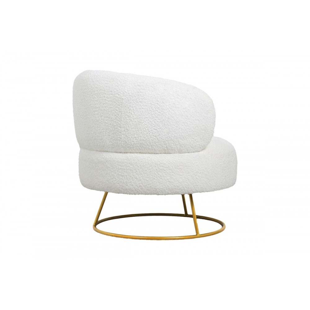 Πολυθρόνα "CONNIE" από μπουκλέ ύφασμα/μέταλλο σε κρεμ/χρυσό χρώμα 87x81x81