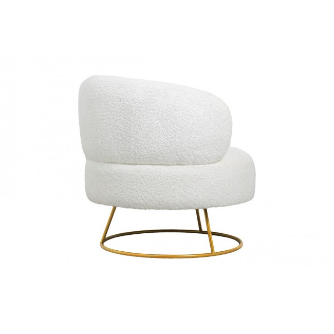 Πολυθρόνα "CONNIE" από μπουκλέ ύφασμα/μέταλλο σε κρεμ/χρυσό χρώμα 87x81x81