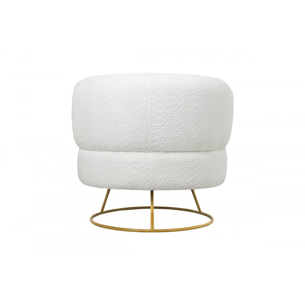 Πολυθρόνα "CONNIE" από μπουκλέ ύφασμα/μέταλλο σε κρεμ/χρυσό χρώμα 87x81x81