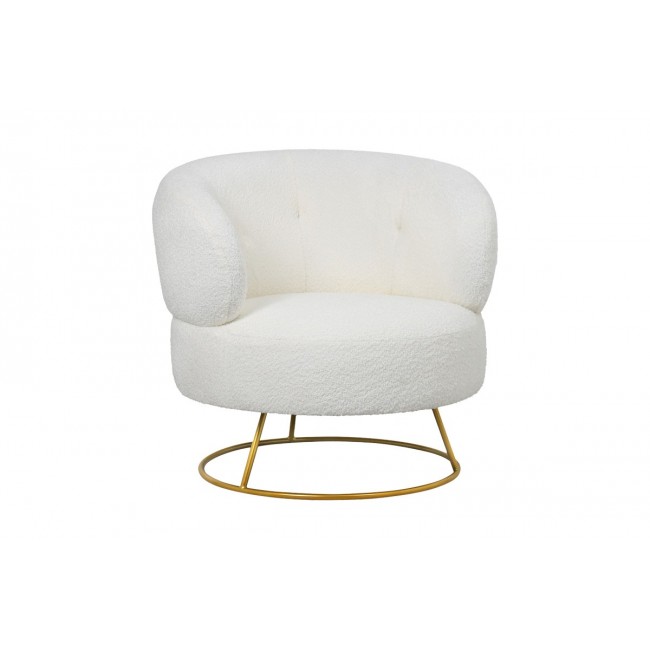 Πολυθρόνα "CONNIE" από μπουκλέ ύφασμα/μέταλλο σε κρεμ/χρυσό χρώμα 87x81x81