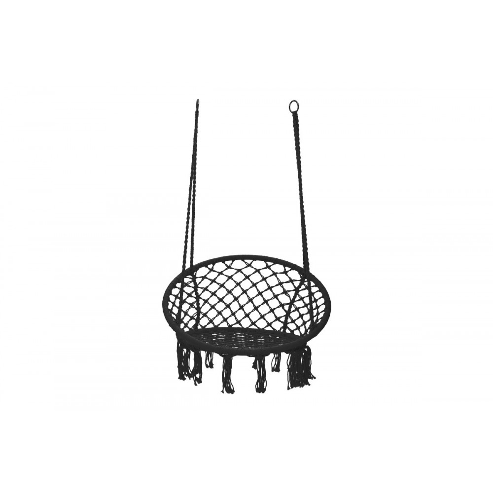 Κούνια-αιώρα "AURA" από σχοινί σε μαύρο χρώμα 82x82x133