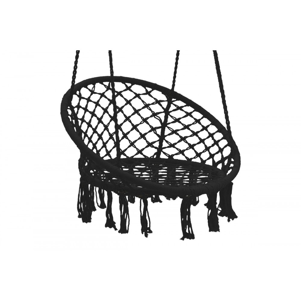 Κούνια-αιώρα "AURA" από σχοινί σε μαύρο χρώμα 82x82x133
