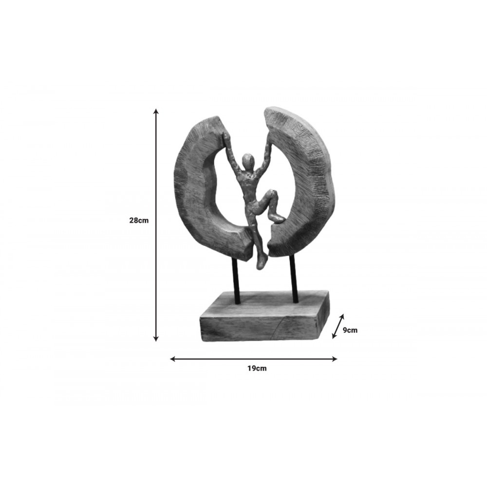 Επιτραπέζιο διακοσμητικό "DALE" από ξύλο/αλουμίνιο σε φυσικό χρώμα 19x9x28