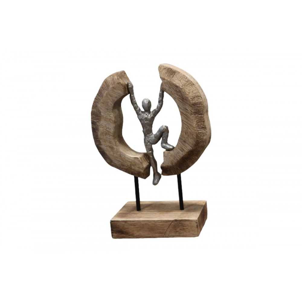 Επιτραπέζιο διακοσμητικό "DALE" από ξύλο/αλουμίνιο σε φυσικό χρώμα 19x9x28