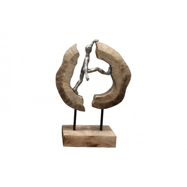 Διακοσμητικό επιτραπέζιο "CAREN" από ξύλο/αλουμίνιο σε φυσικό χρώμα 19x10x29