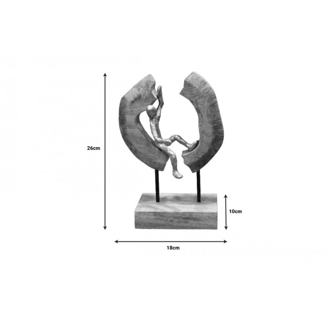 Διακοσμητικό επιτραπέζιο "VUALO" από ξύλο/αλουμίνιο σε φυσικό χρώμα 18x10x26