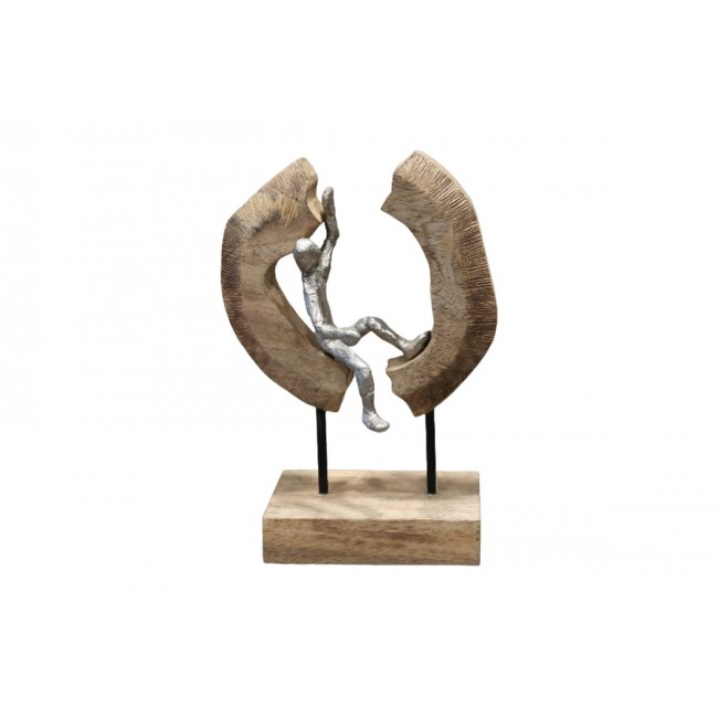 Διακοσμητικό επιτραπέζιο "VUALO" από ξύλο/αλουμίνιο σε φυσικό χρώμα 18x10x26