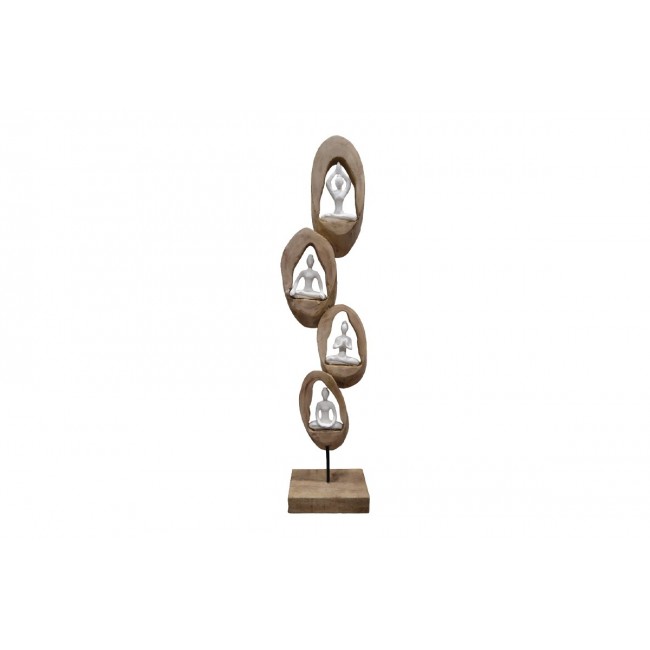 Διακοσμητικό επιτραπέζιο "YOVE" από ξύλο/μέταλλο σε φυσικό χρώμα 18x9x69