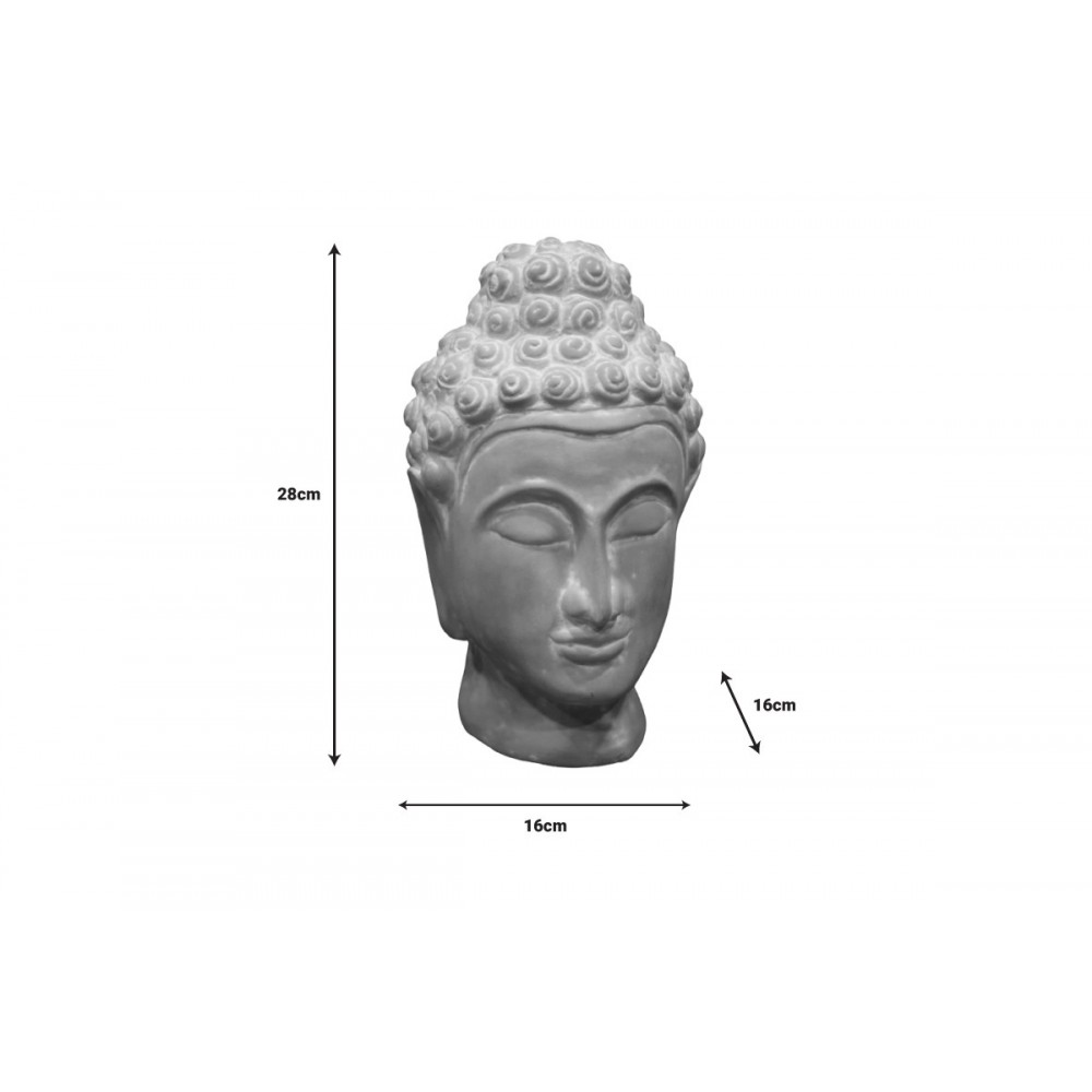 Διακοσμητικό επιτραπέζιο βούδας "ROLIA" από τερακότα σε γκρι χρώμα 16x16x28