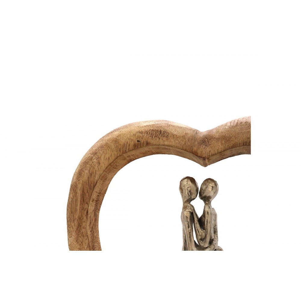 Επιτραπέζιο διακοσμητικό καρδιά "VRAME" από ξύλο/αλουμίνιο σε φυσικό χρώμα 32x9x35