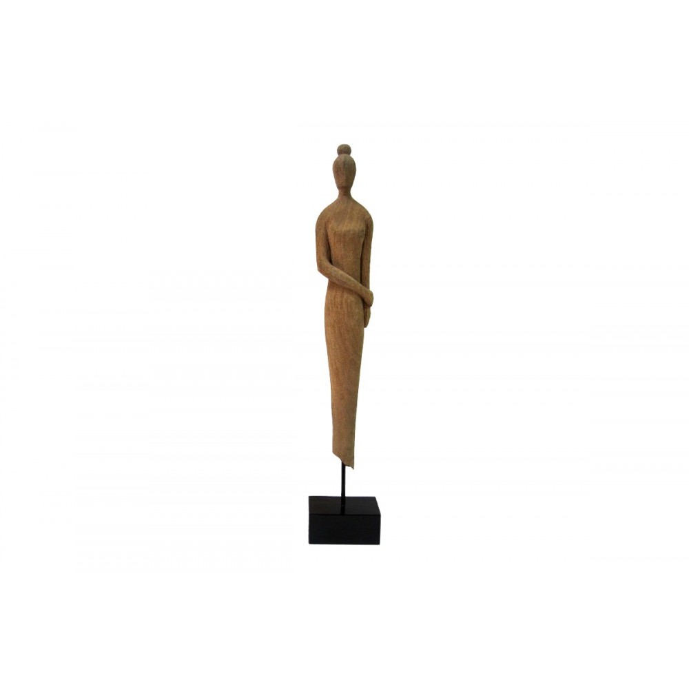 Επιτραπέζιο διακοσμητικό φιγούρα "REZINA" από ξύλο/μέταλλο σε φυσικό χρώμα 14x8x71