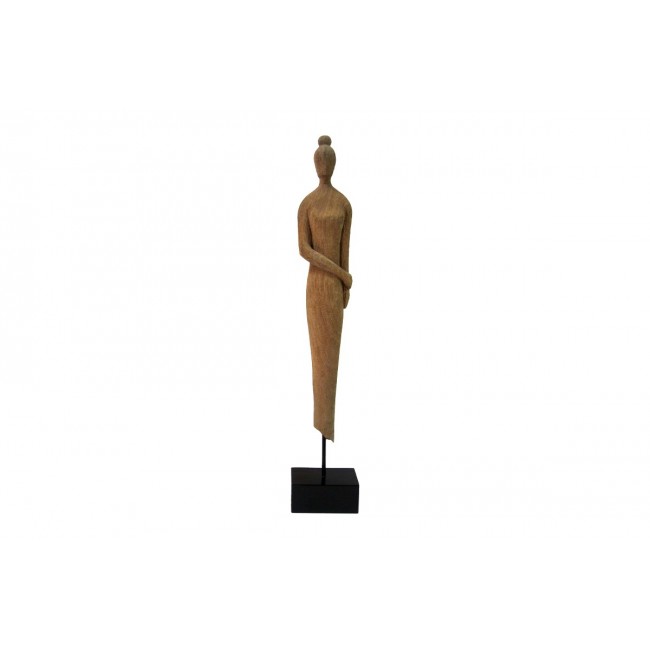 Επιτραπέζιο διακοσμητικό φιγούρα "REZINA" από ξύλο/μέταλλο σε φυσικό χρώμα 14x8x71