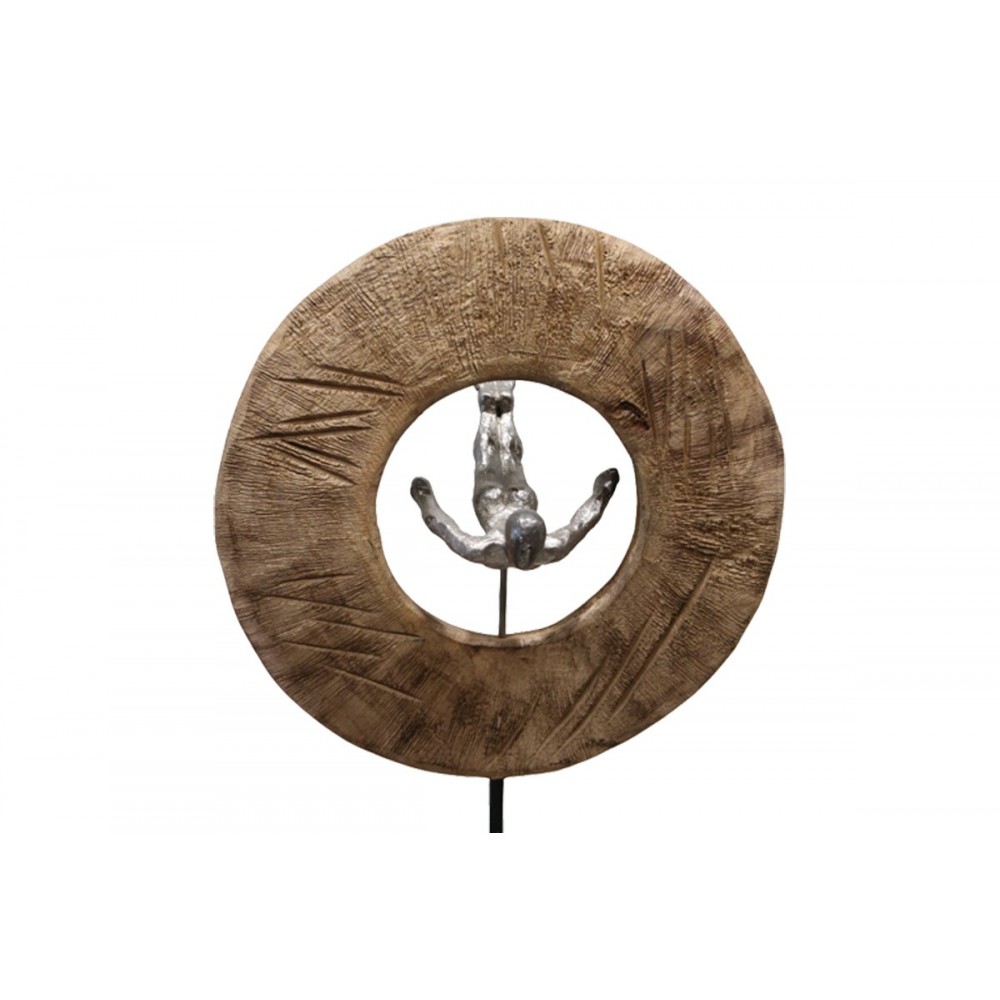 Επιτραπέζιο διακοσμητικό "MANNY" από ξύλο/αλουμίνιο σε φυσικό χρώμα 31x18x50