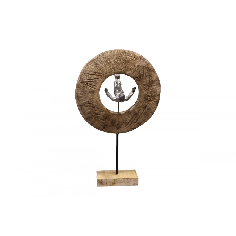 Επιτραπέζιο διακοσμητικό "MANNY" από ξύλο/αλουμίνιο σε φυσικό χρώμα 31x18x50