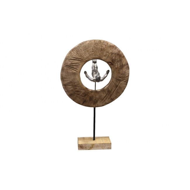 Επιτραπέζιο διακοσμητικό "MANNY" από ξύλο/αλουμίνιο σε φυσικό χρώμα 31x18x50