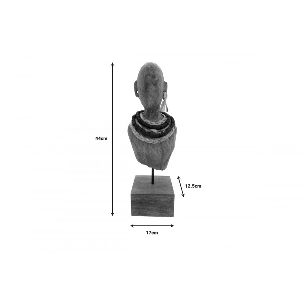 Προτομή "EBIA" από ξύλο/μέταλλο σε φυσικό χρώμα 17x12.5x44
