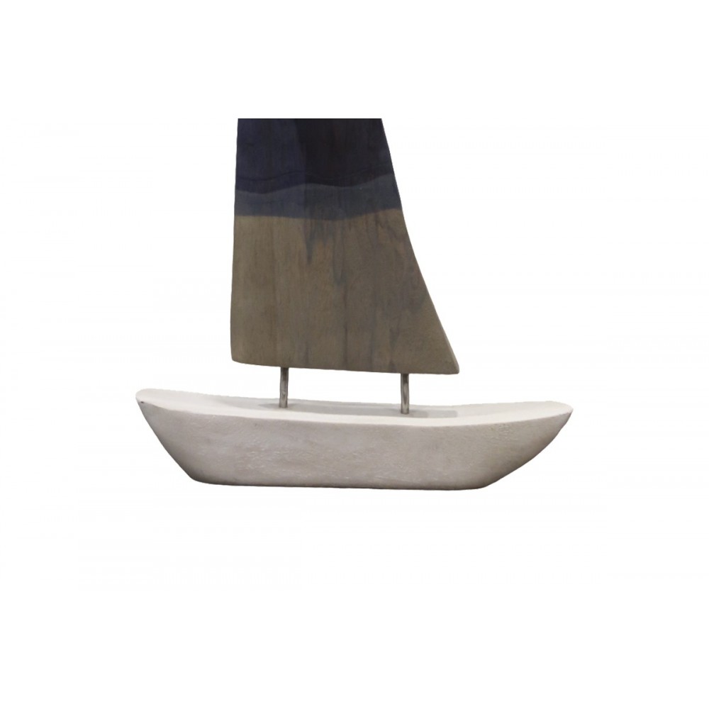 Επιτραπέζιο διακοσμητικό καράβι "ELIZE" από ξύλο/μέταλλο σε λευκό/μπλε χρώμα 30.5x5x48.5