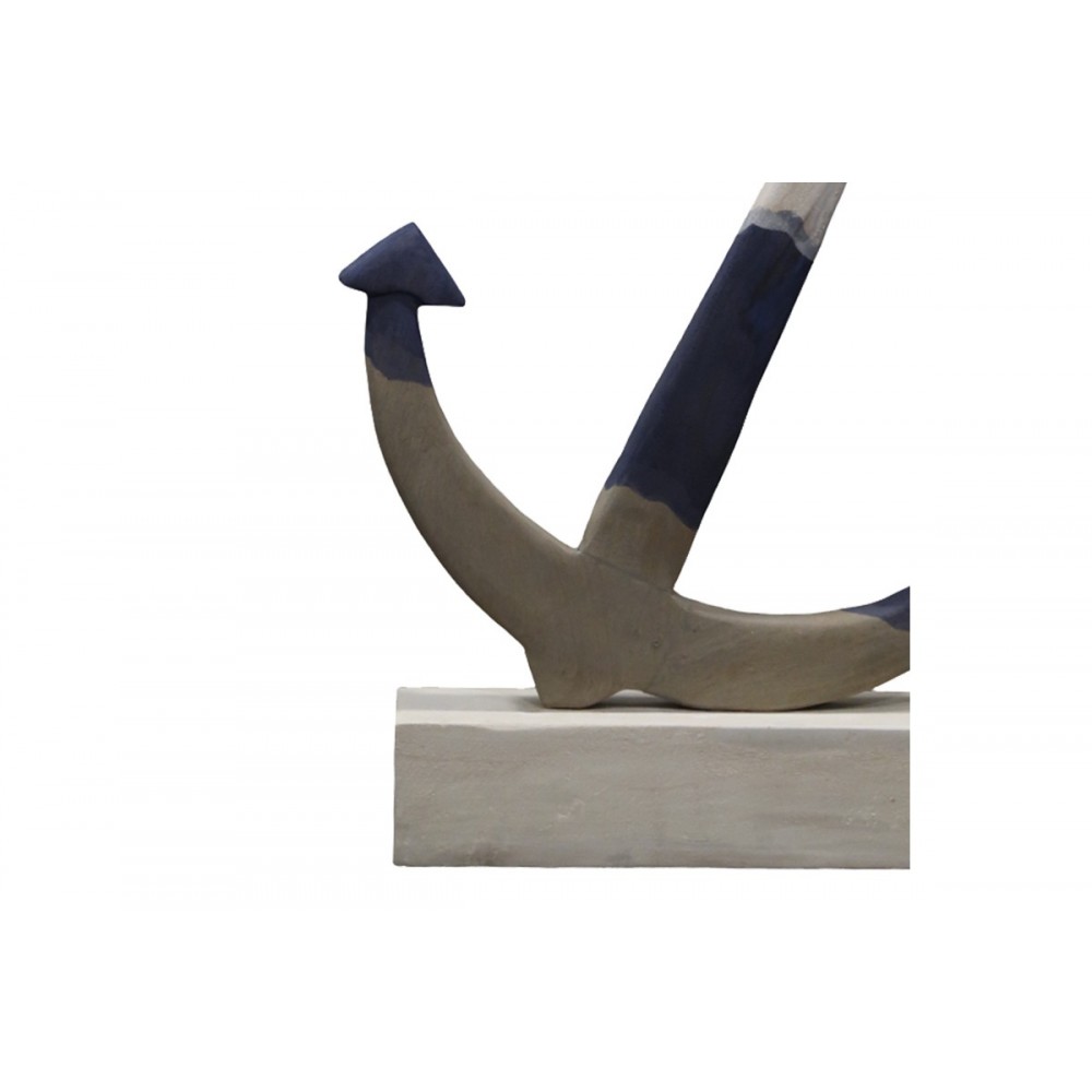 Επιτραπέζιο διακοσμητικό άγκυρα "ELIZE" από ξύλο σε λευκό/μπλε χρώμα 37.5x7.5x52