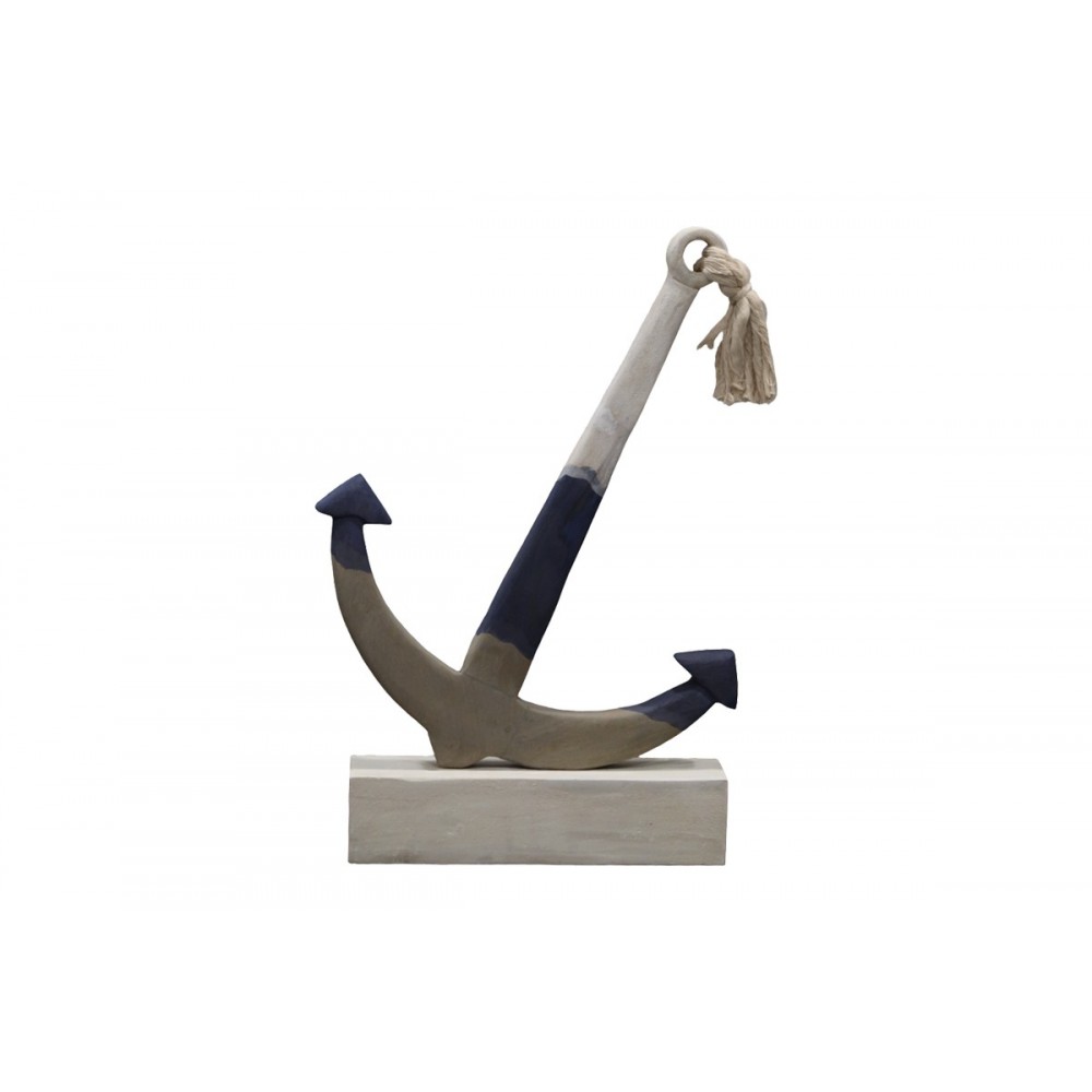 Επιτραπέζιο διακοσμητικό άγκυρα "ELIZE" από ξύλο σε λευκό/μπλε χρώμα 37.5x7.5x52