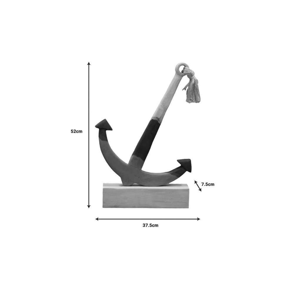 Επιτραπέζιο διακοσμητικό άγκυρα "ELIZE" από ξύλο σε λευκό/μπλε χρώμα 37.5x7.5x52