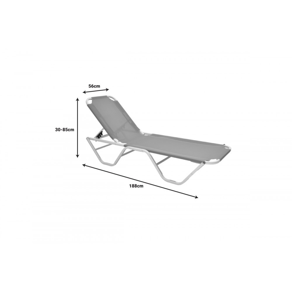 Ξαπλώστρα "DESSIE" από αλουμίνιο/textilene σε εκρού χρώμα 56x188x30