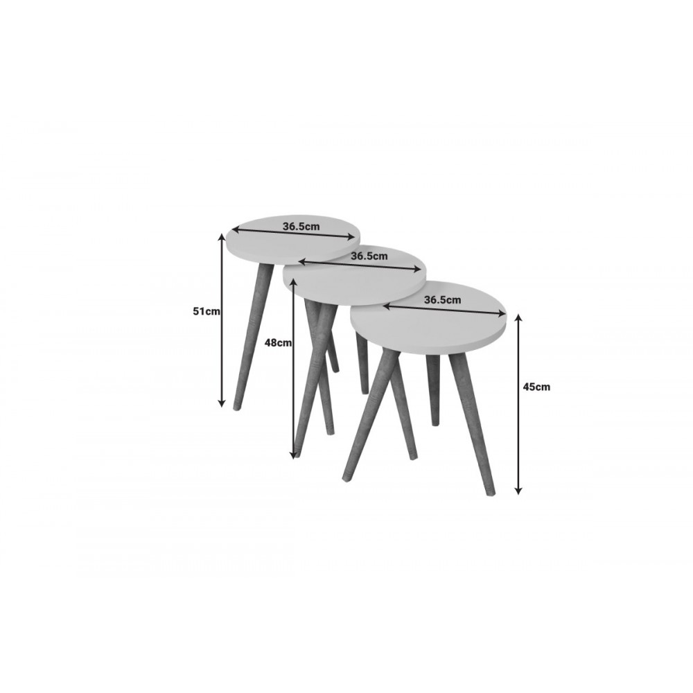 Βοηθητικά τραπέζια 3τμχ "PERJENE" από ξύλο σε ανθρακί/φυσικό χρώμα Φ36.5x51