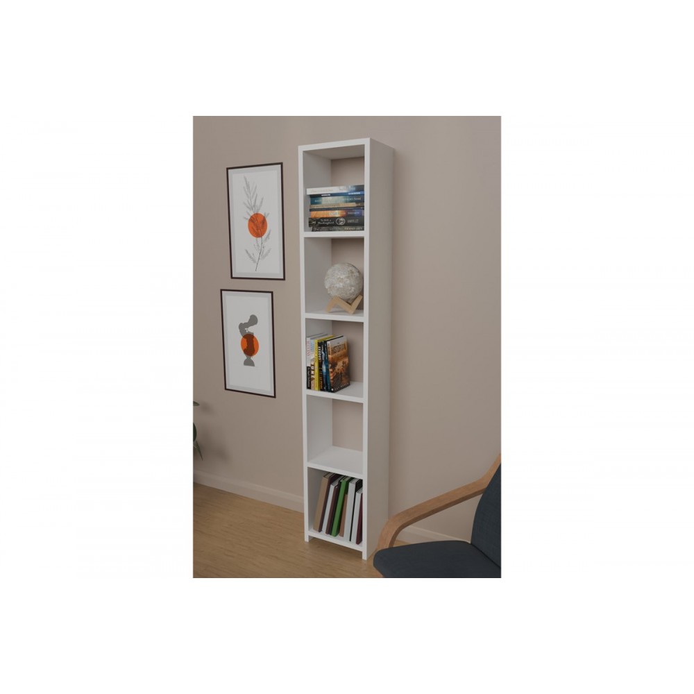 Βιβλιοθήκη "BARZINE" σε λευκό χρώμα 27.6x19.5x150