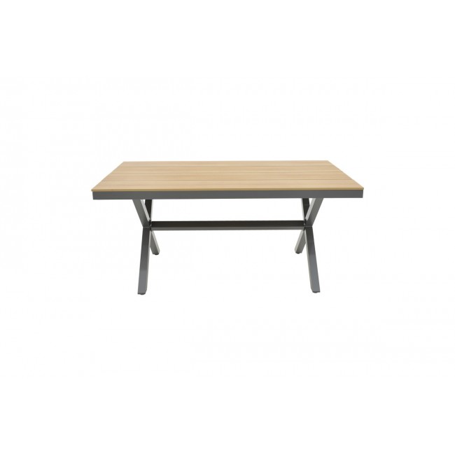 Τραπέζι "THORIO" από αλουμίνιο/plywood σε ανθρακί/φυσικό χρώμα 160x90x75