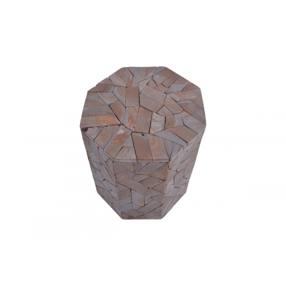 Σκαμπό "SITY" από ξύλο σε χρώμα γκρι wash Φ32x40