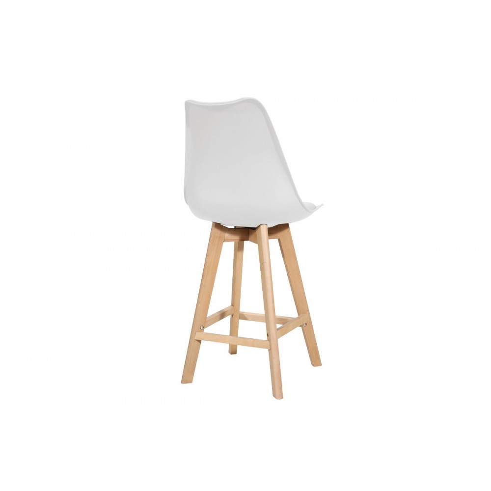 Σκαμπό μπαρ "GASTON" από pp/pu σε λευκό/φυσικό χρώμα 48.5x56x104