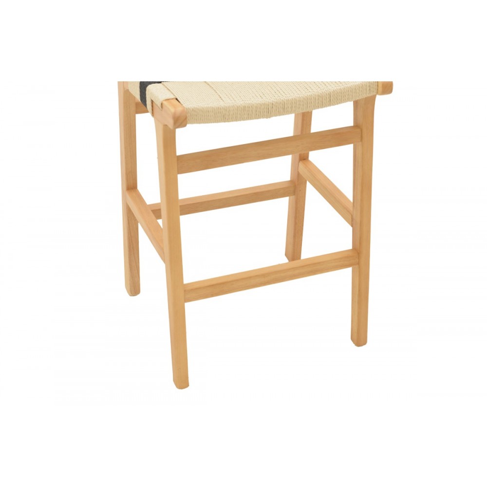 Σκαμπό μπαρ "JULIEN" από ξύλο/σχοινί σε φυσικό χρώμα 45x46x95