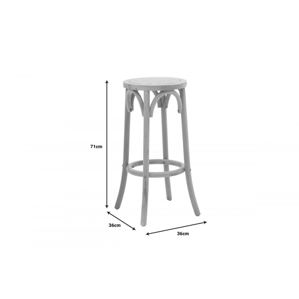 Σκαμπό μπαρ "SERZO" από ξύλο/rattan σε φυσικό χρώμα Φ36x71