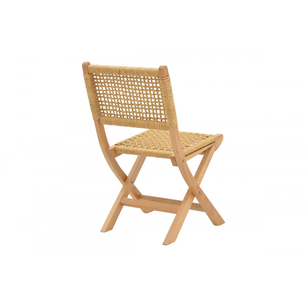 Καρέκλα πτυσσομενη "XIANJU" από ξύλο/σχοινί σε φυσικό χρώμα 47x58x85