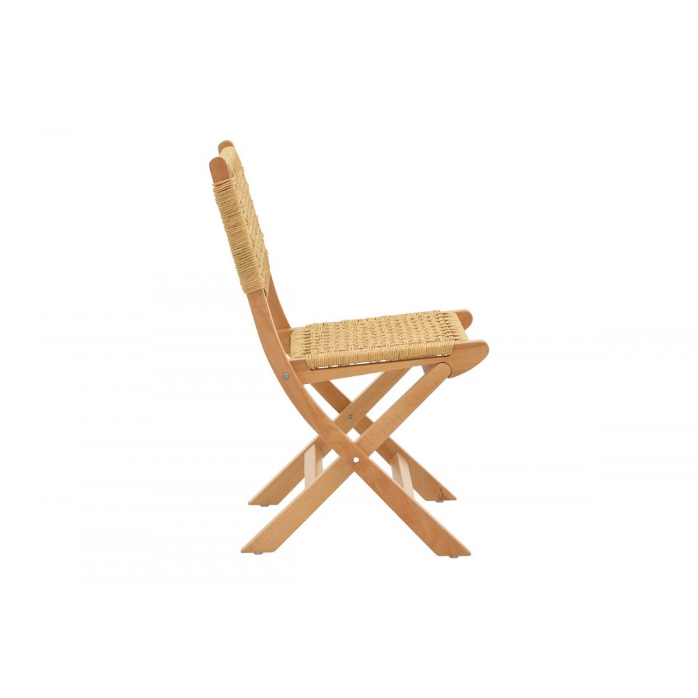 Καρέκλα πτυσσομενη "XIANJU" από ξύλο/σχοινί σε φυσικό χρώμα 47x58x85